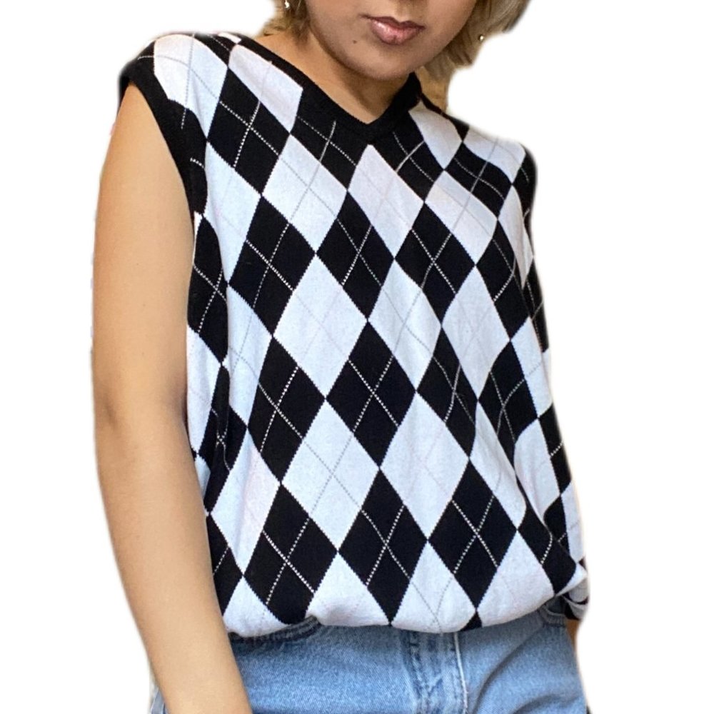 Polo Golf Ralph Lauren Plaid Black and White Sweater Vest